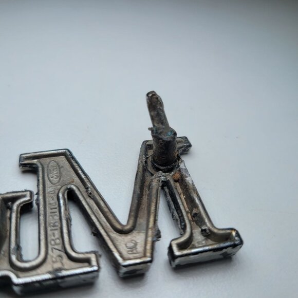 Mustang Emblem Word Chrome Pair Double D4ZB Vibtage 70s Replacement 5 Inch - Picture 3 of 8